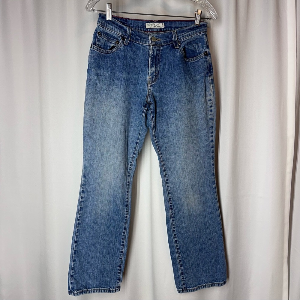 Vintage Levis 550 Stretch Denim Mid Rise Boot Cut Jeans Sz 6 Short Med Wash READ
